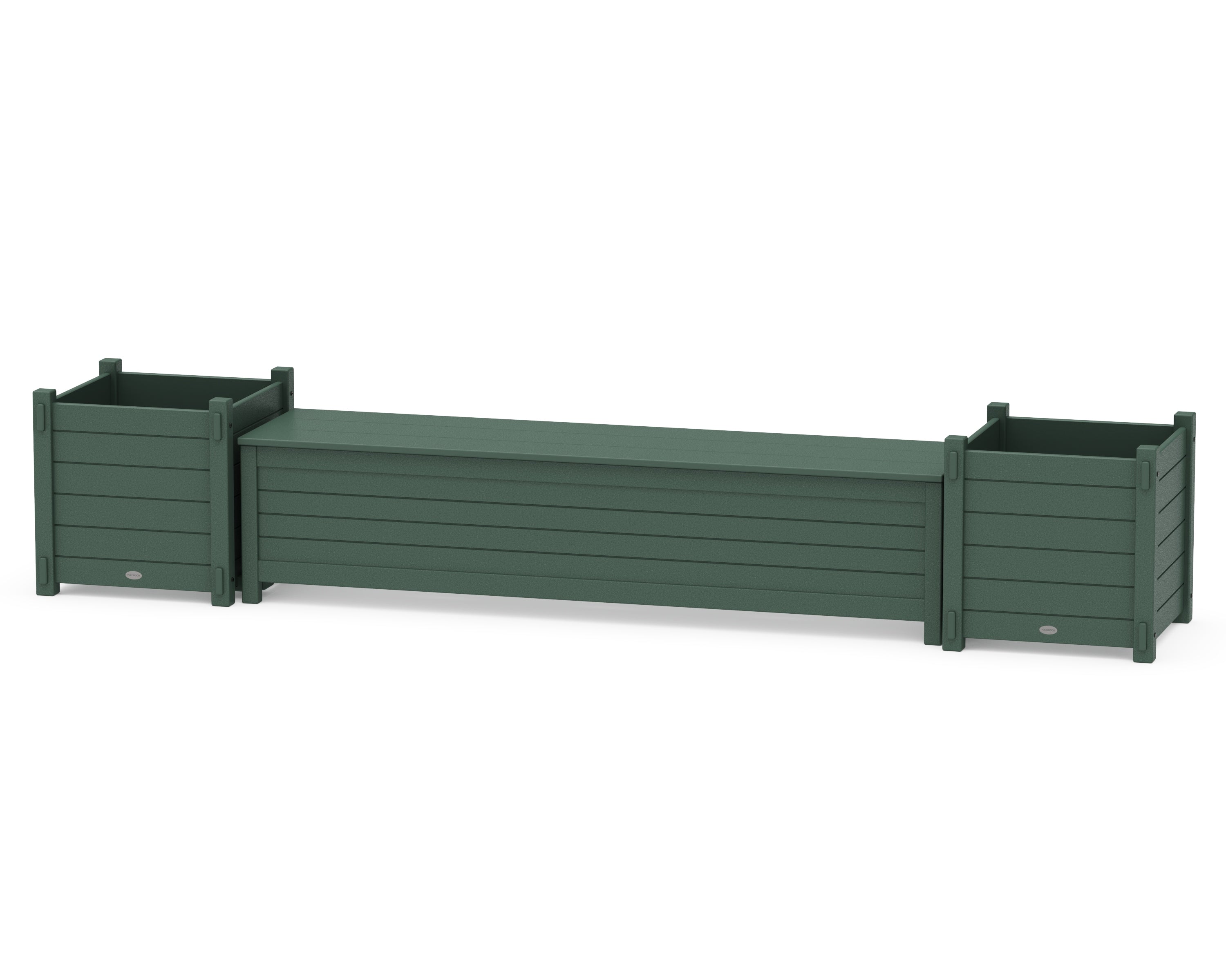 POLYWOOD® 72" Nautical Straight Planter Storage Bench Set- Large in Green