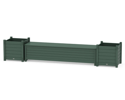 POLYWOOD® 72" Nautical Straight Planter Storage Bench Set- Large in Green