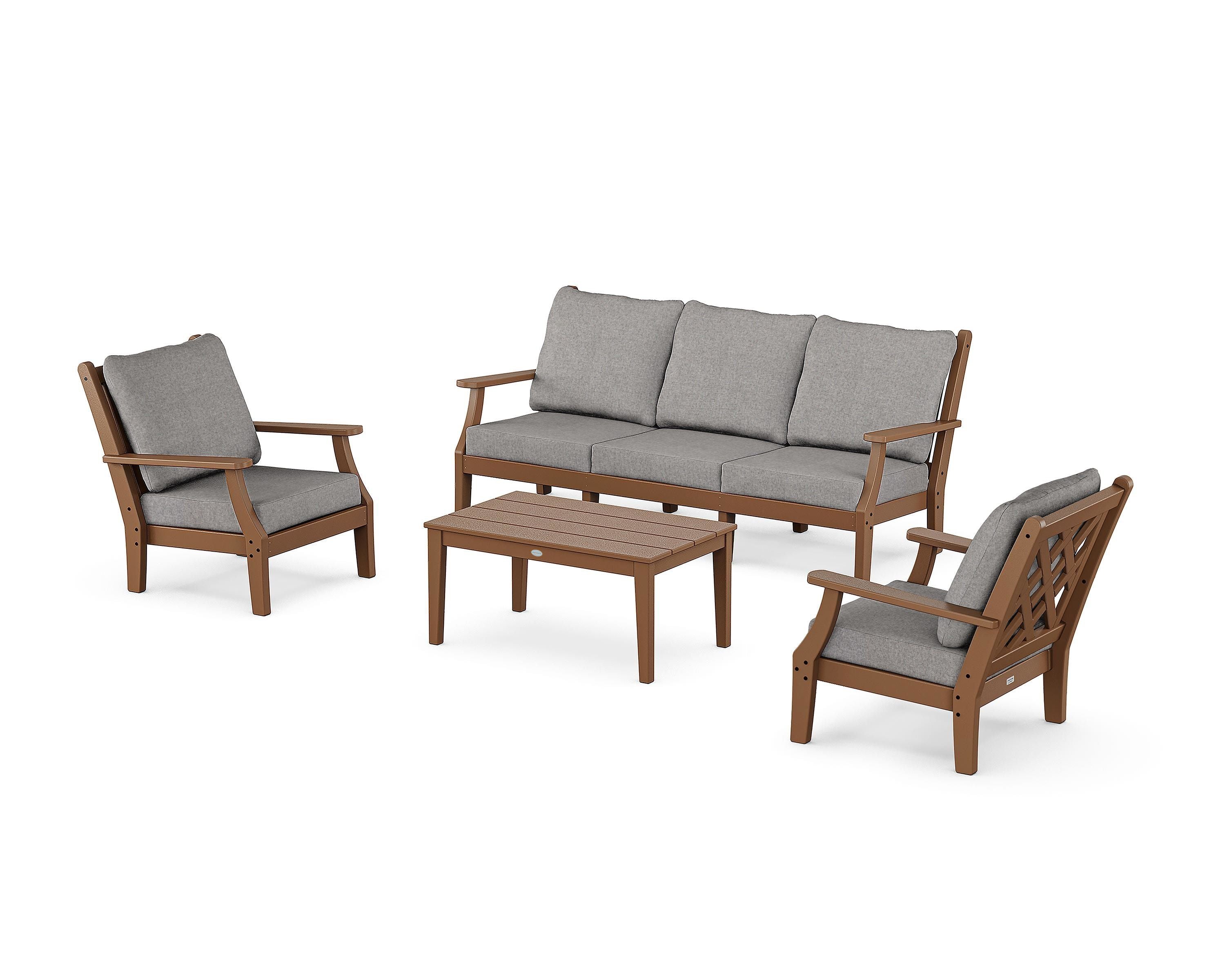 Country Living Wovendale 4-Piece Deep Seating Set with Sofa in Teak / Grey Mist