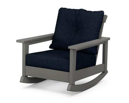 POLYWOOD® Prescott Deep Seating Rocking Chair in Slate Grey / Marine Indigo