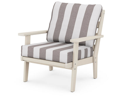 POLYWOOD® Grant Park Deep Seating Chair in Sand / Cabana Stripe Grey Mist