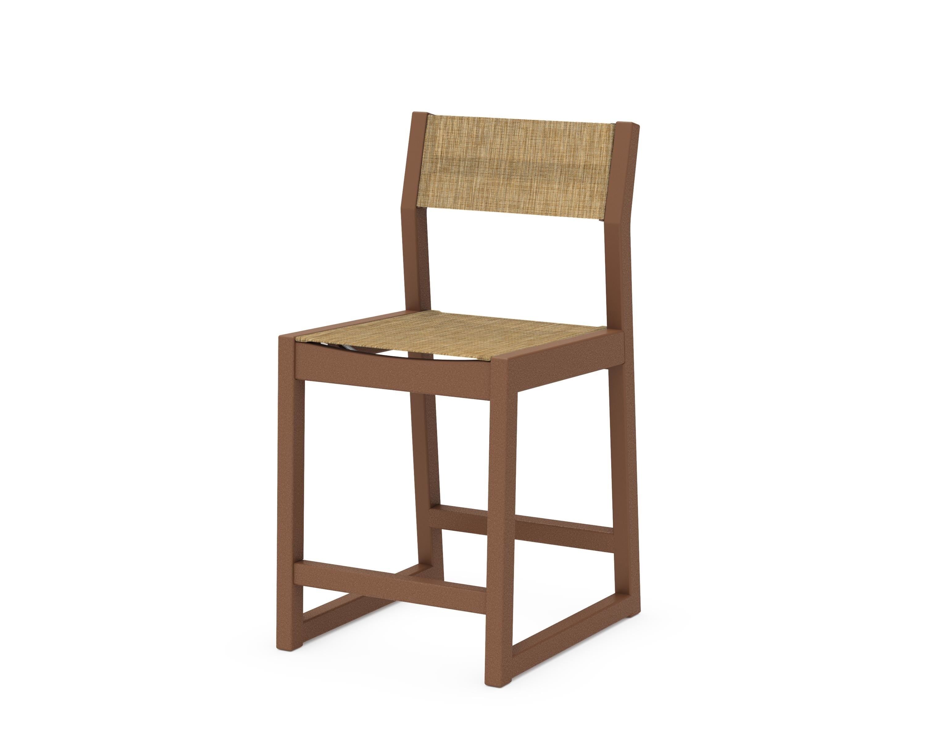 POLYWOOD® EDGE Sling Counter Side Chair in Teak / Burlap Sling
