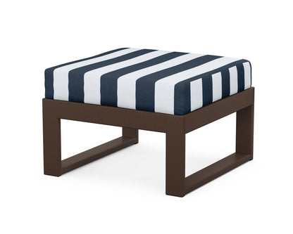 Unbranded Modular Ottoman - Modern in Mahogany / Cabana Stripe Marine Indigo