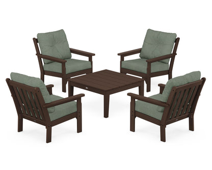 POLYWOOD® Vineyard 5-Piece Deep Seating Conversation Set in Mahogany / Cast Sage