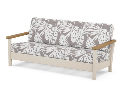 POLYWOOD® Harbour Deep Seating Sofa in Sand / Natural / Leaf Grey Mist