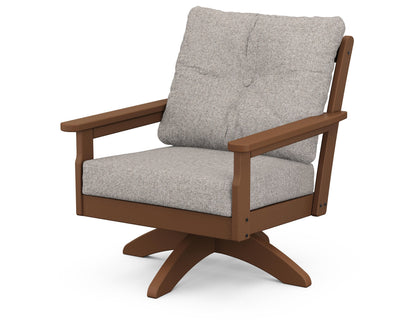 POLYWOOD® Vineyard Deep Seating Swivel Chair in Teak / Weathered Tweed