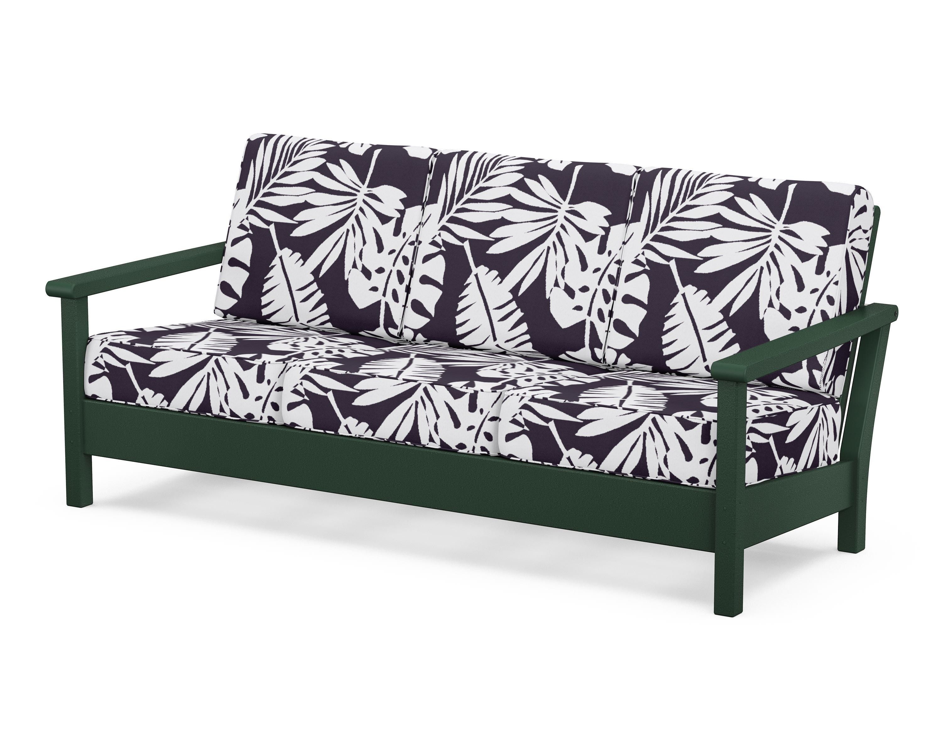 POLYWOOD® Harbour Deep Seating Sofa in Green / Leaf Navy