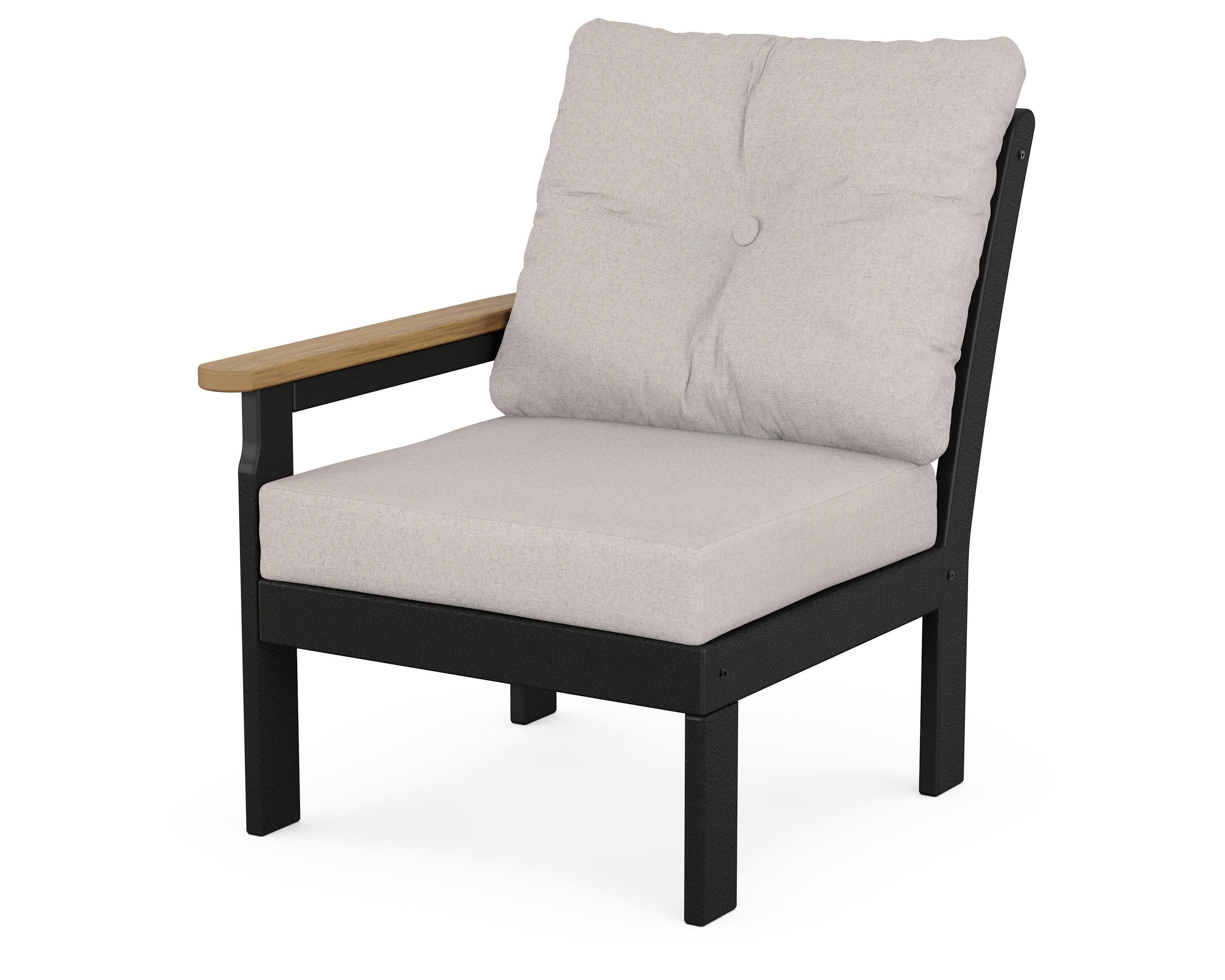 POLYWOOD® Vineyard Modular Left Arm Chair in Black / Natural / Dune Burlap