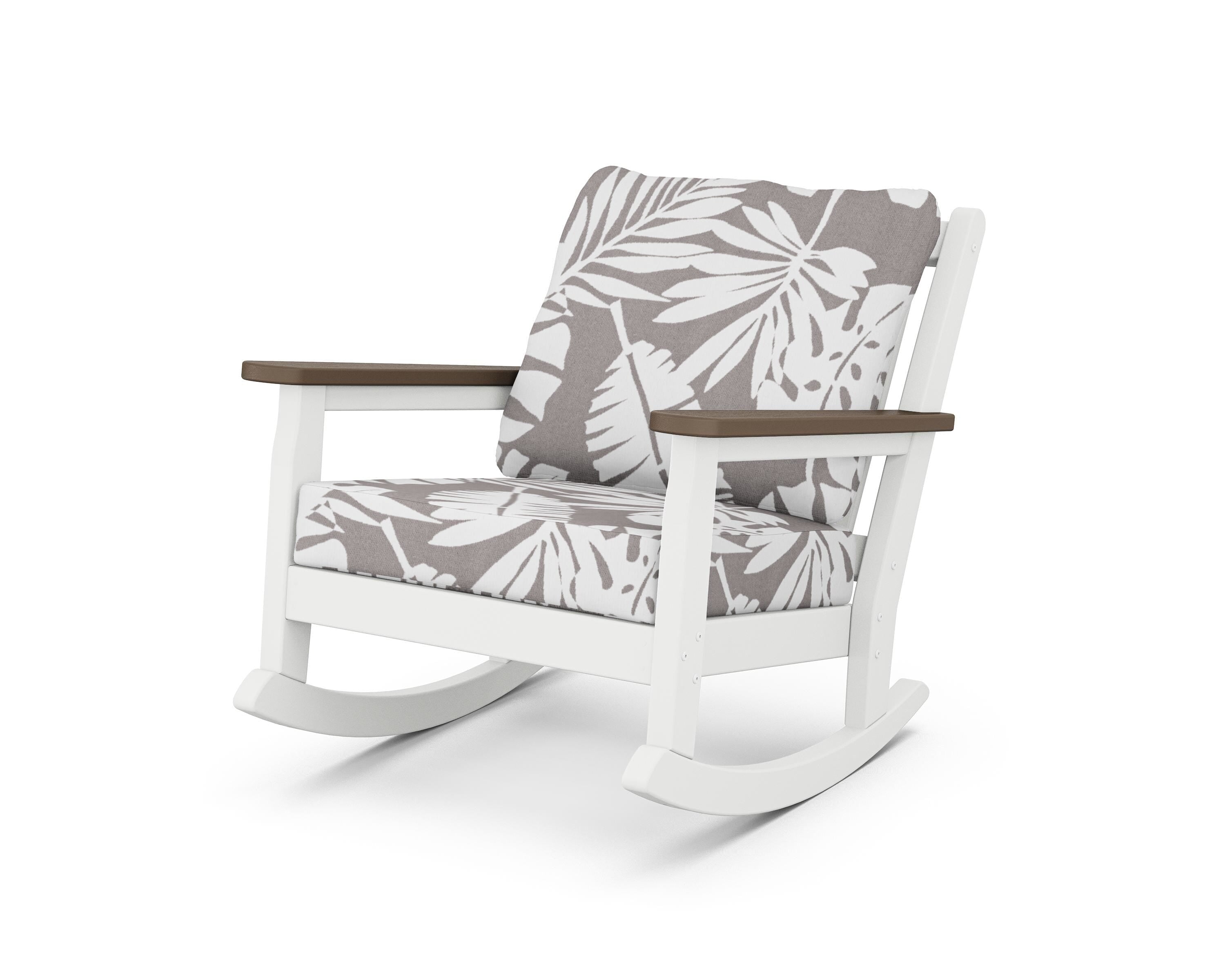 POLYWOOD® Chippendale Deep Seating Rocking Chair in White / Kona / Leaf Grey Mist