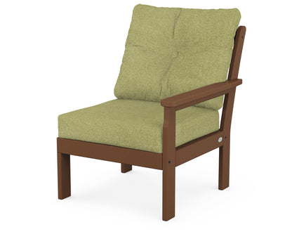 POLYWOOD® Vineyard Modular Right Arm Chair in Teak / Chartreuse Boucle