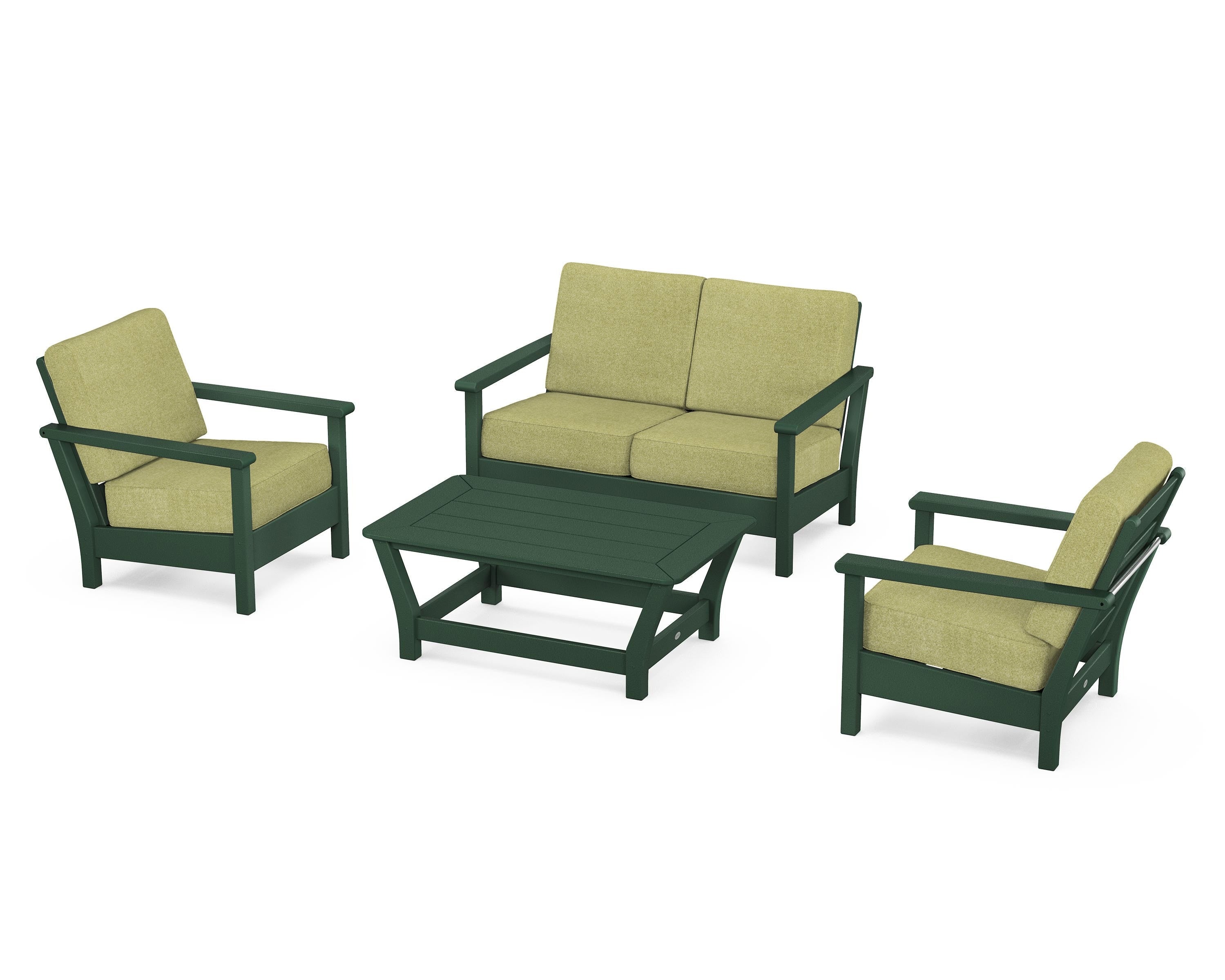 POLYWOOD® Harbour 4-Piece Deep Seating Set in Green / Chartreuse Boucle