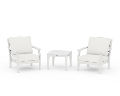 Draper James™ by  POLYWOOD® Savannah 3-Piece Deep Seating Set in White / Natural Linen