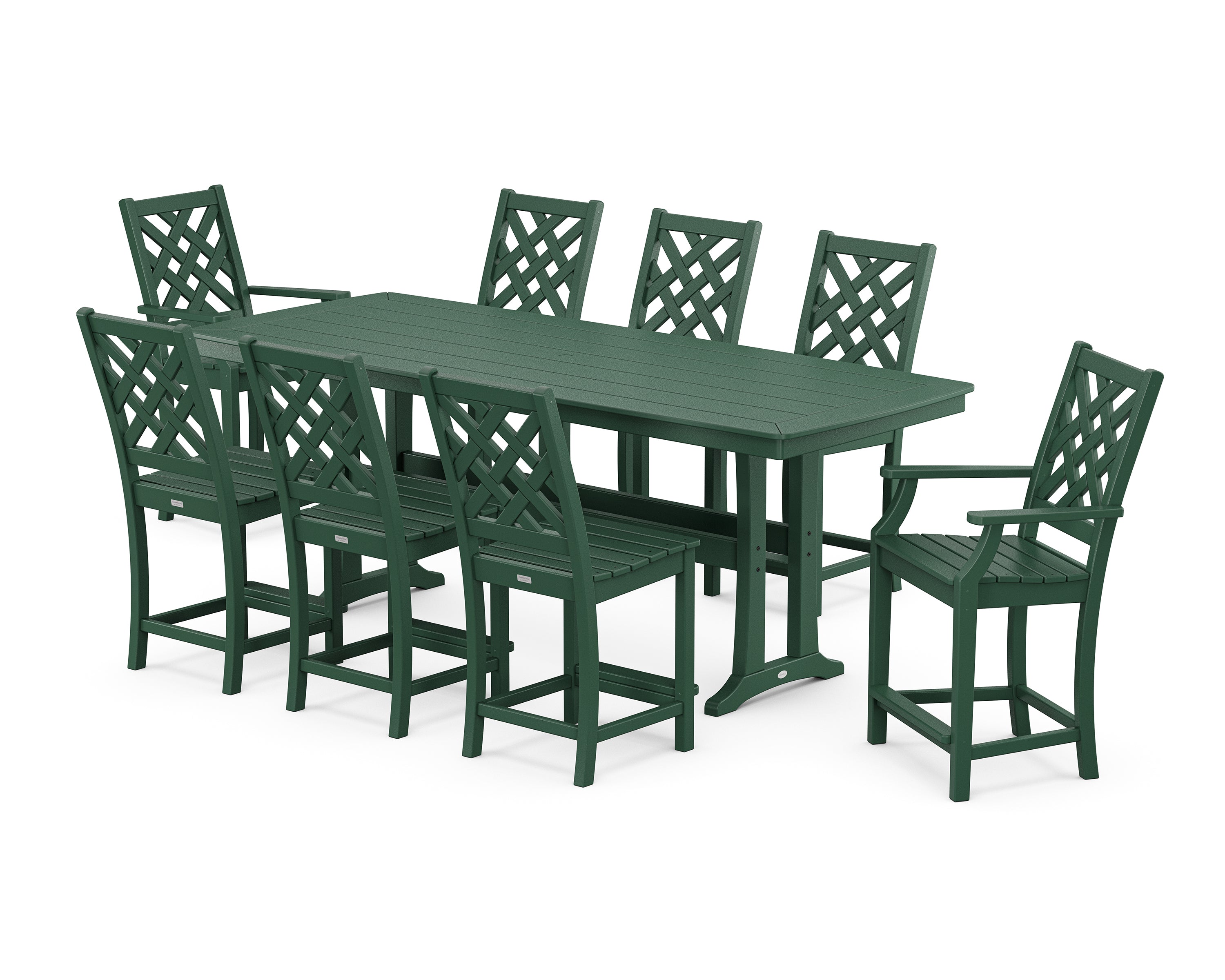 Country Living Wovendale 9-Piece Counter Set with Trestle Legs in Green