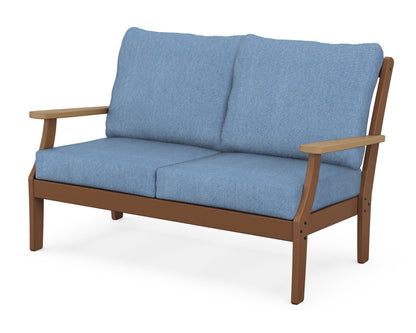 POLYWOOD® Braxton Deep Seating Loveseat in Teak / Natural / Sky Blue