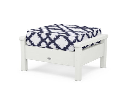 POLYWOOD® Harbour Deep Seating Ottoman in Vintage White / Trellis Navy