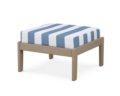 POLYWOOD® Braxton Deep Seating Ottoman in Vintage Sahara / Cabana Stripe Sky Blue
