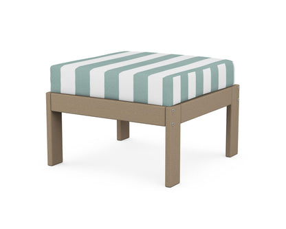 POLYWOOD® Vineyard Modular Ottoman in Vintage Sahara / Cabana Stripe Glacier Spa