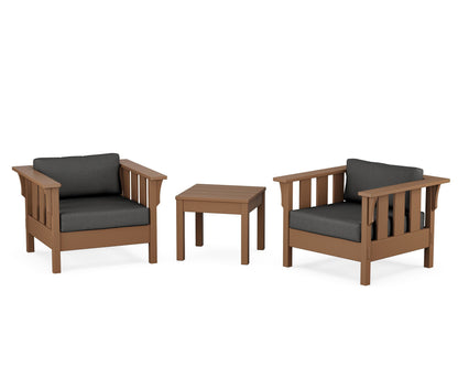 Martha Stewart by POLYWOOD® Acadia 3-Piece Deep Seating Set in Teak / Spectrum Carbon