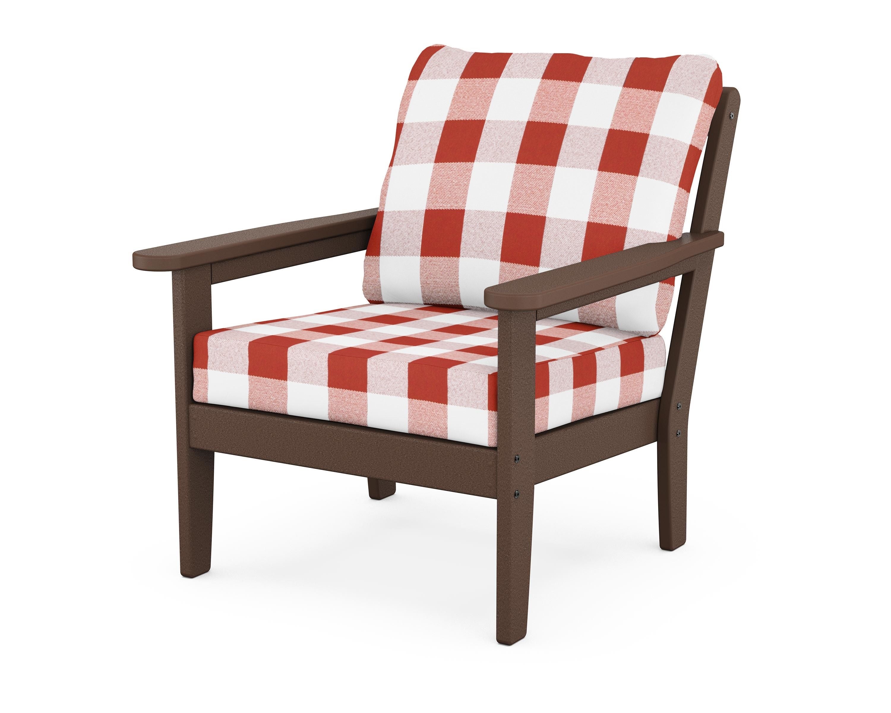 Country Living Cottage Deep Seating Chair in Mahogany / Buffalo Plaid Crimson