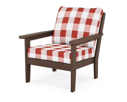 Country Living Cottage Deep Seating Chair in Mahogany / Buffalo Plaid Crimson
