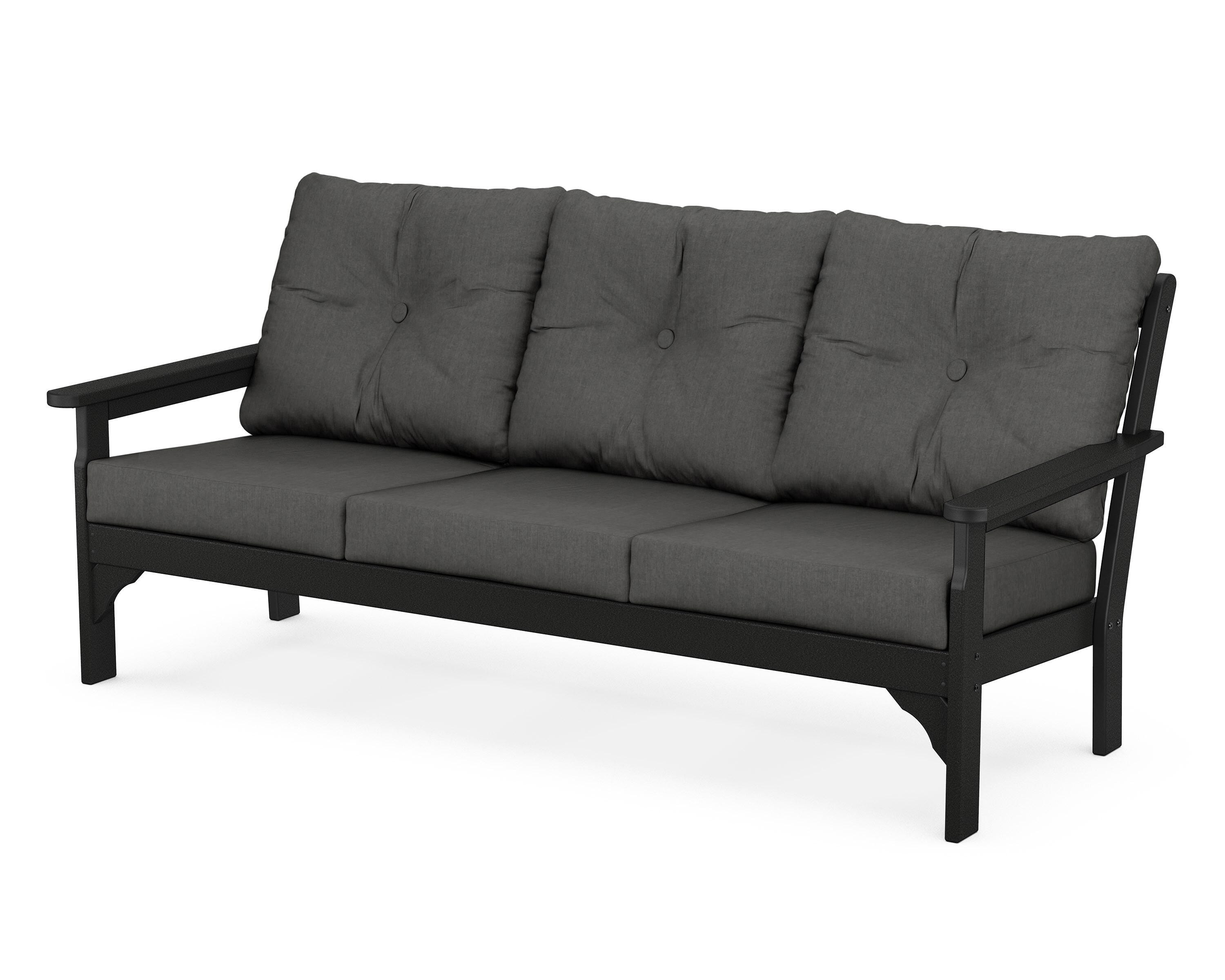 POLYWOOD® Vineyard Deep Seating Sofa in Black / Spectrum Carbon