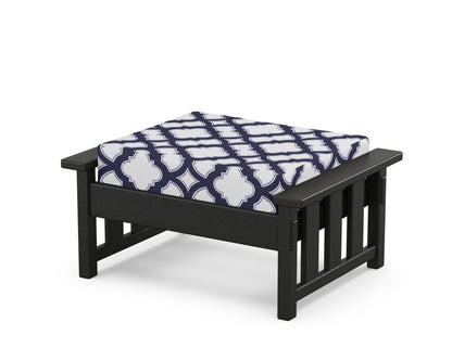 Martha Stewart by POLYWOOD® Acadia Deep Seating Ottoman in Black / Trellis Navy