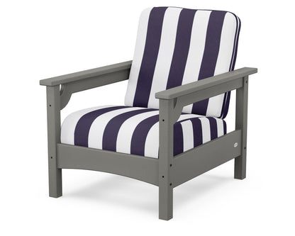 POLYWOOD® Club Chair in Slate Grey / Cabana Stripe Navy
