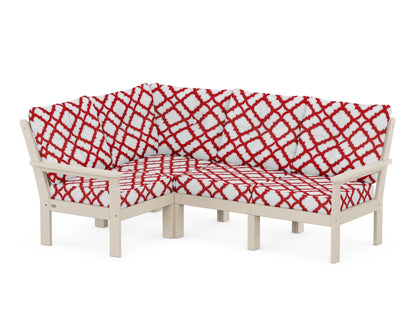 POLYWOOD® Vineyard 4-Piece Sectional in Sand / Trellis Crimson
