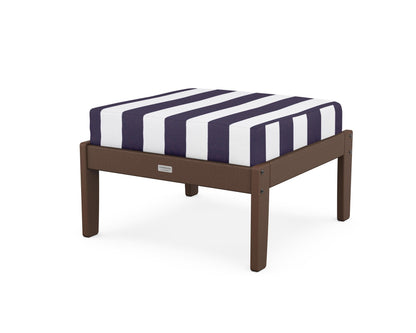 Country Living Cottage Deep Seating Ottoman in Mahogany / Cabana Stripe Navy