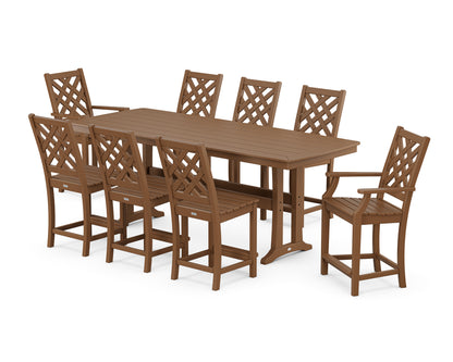 Country Living Wovendale 9-Piece Counter Set with Trestle Legs in Teak