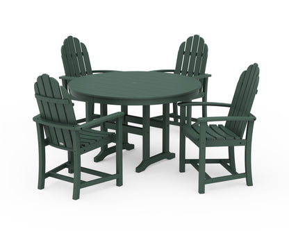 POLYWOOD® Classic Adirondack 5-Piece Round Farmhouse Dining Set in Green