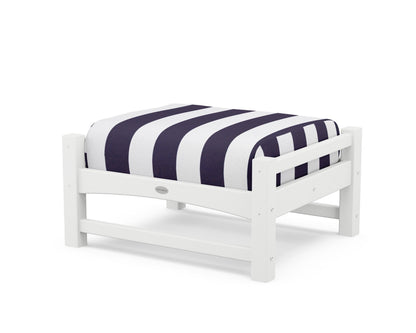 POLYWOOD® Club Ottoman in White / Cabana Stripe Navy