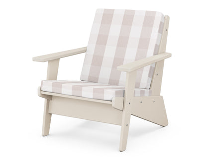 POLYWOOD® Riviera Modern Lounge Chair in Sand / Buffalo Plaid Dune Burlap