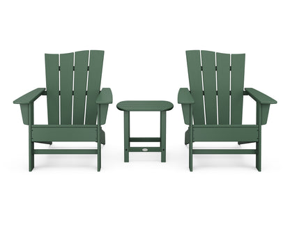 POLYWOOD® Wave 3-Piece Adirondack Chair Set in Green