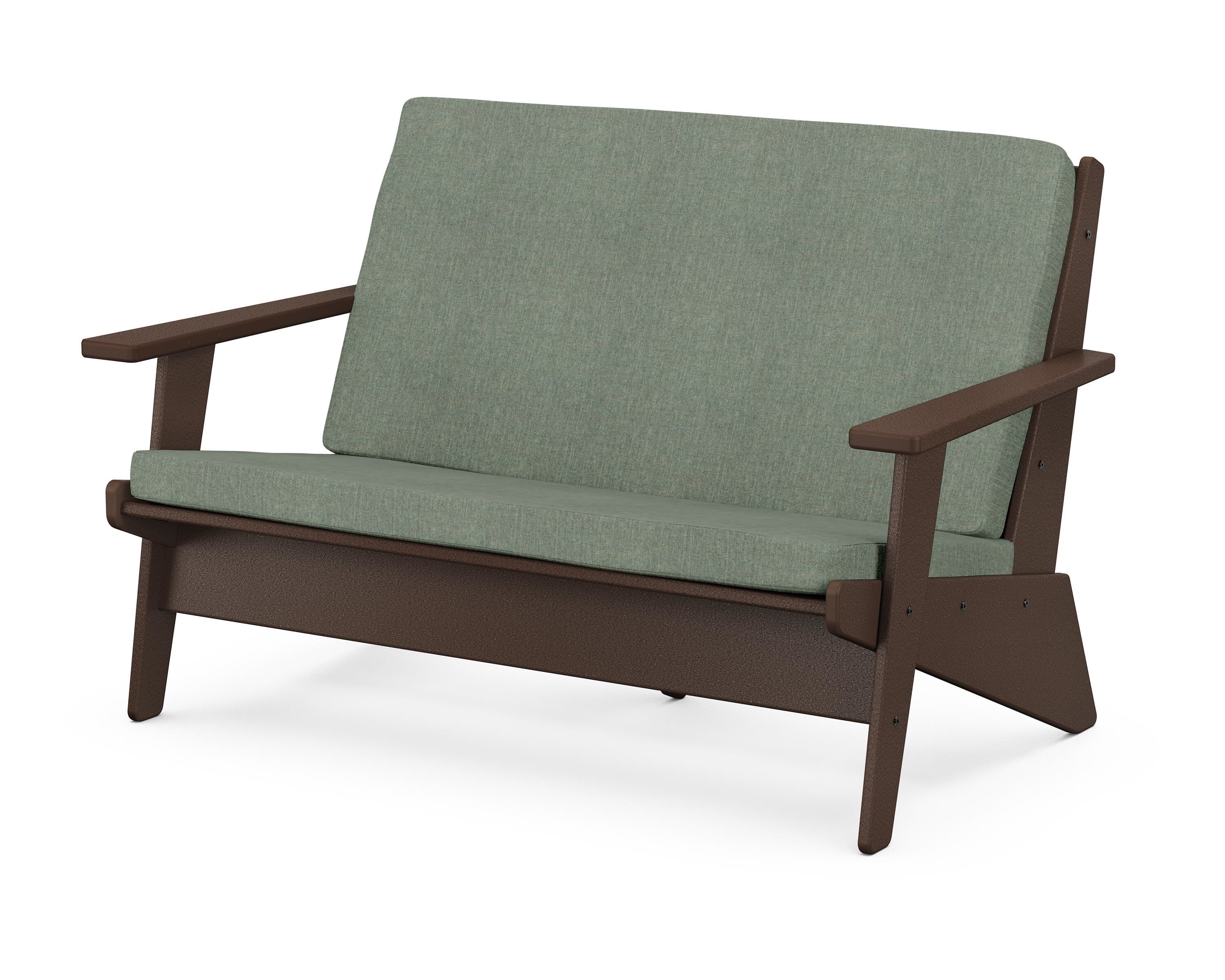 POLYWOOD® Riviera Modern Lounge Loveseat in Mahogany / Cast Sage
