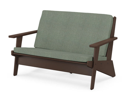 POLYWOOD® Riviera Modern Lounge Loveseat in Mahogany / Cast Sage