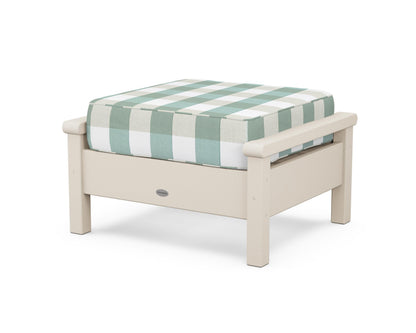 POLYWOOD® Harbour Deep Seating Ottoman in Sand / Buffalo Plaid Glacier Spa