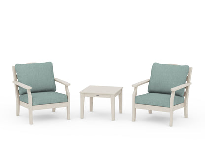 Draper James™ by  POLYWOOD® Savannah 3-Piece Deep Seating Set in Sand / Glacier Spa