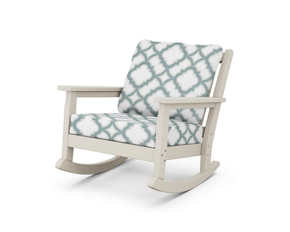 POLYWOOD® Chippendale Deep Seating Rocking Chair in Sand / Trellis Glacier Spa