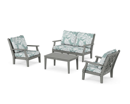 Country Living Wovendale 4-Piece Deep Seating Set with Loveseat in Slate Grey / Leaf Glacier Spa