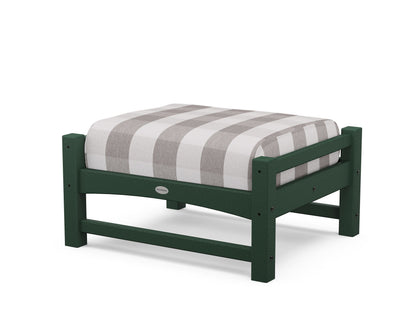 POLYWOOD® Club Ottoman in Green / Buffalo Plaid Grey Mist
