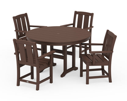 POLYWOOD® Mission 5-Piece Round Farmhouse Dining Set in Mahogany
