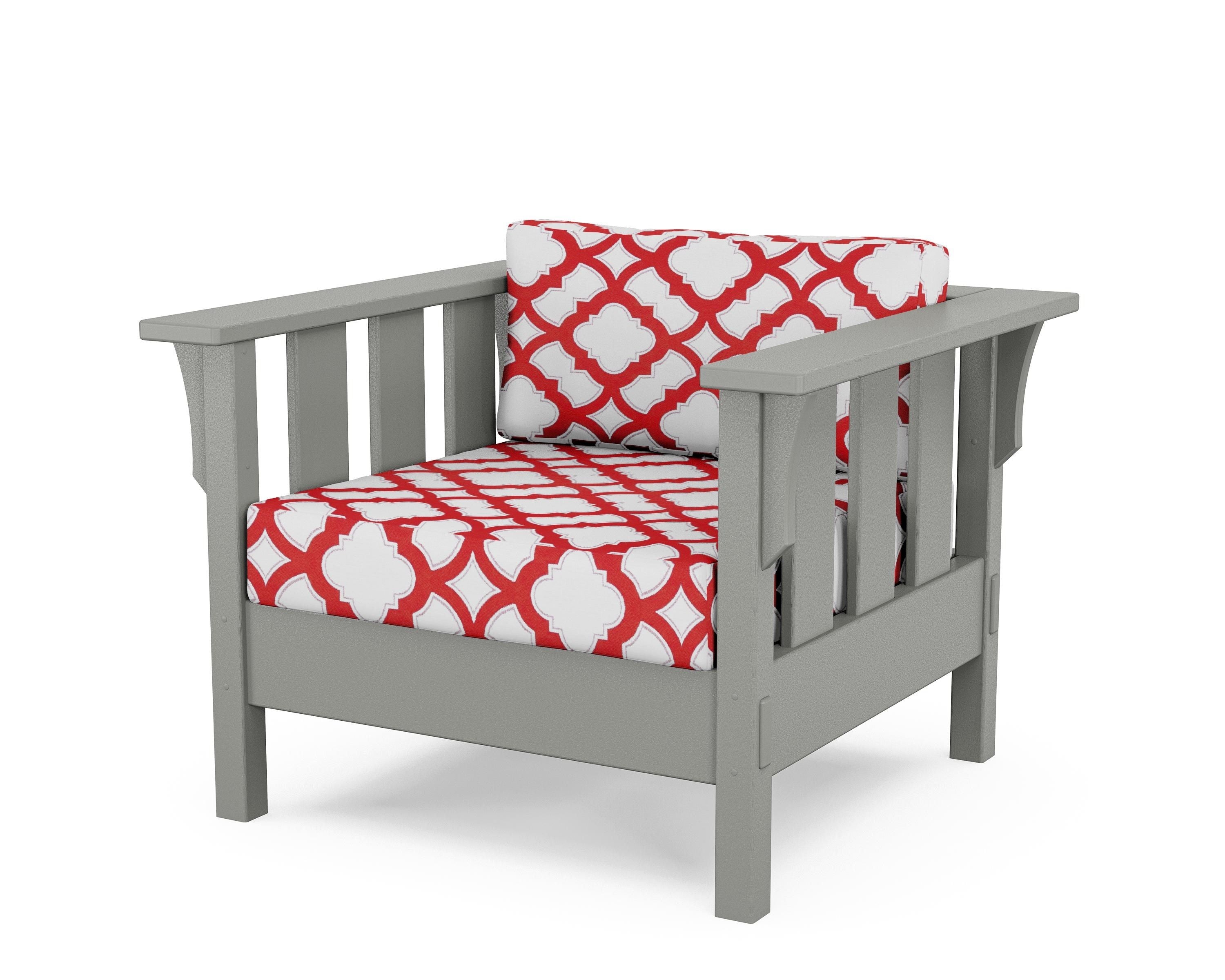 Martha Stewart by POLYWOOD® Acadia Deep Seating Chair in Slate Grey / Trellis Crimson