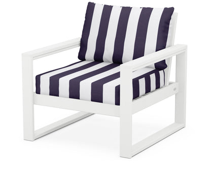 POLYWOOD® EDGE Club Chair in White / Cabana Stripe Navy