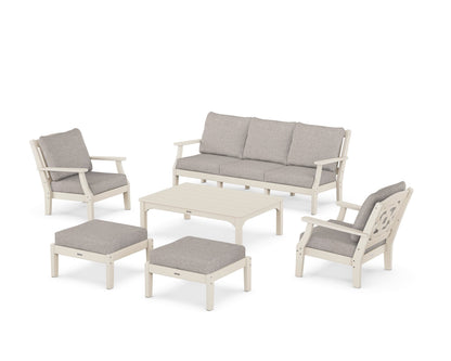 Martha Stewart by POLYWOOD® Chinoiserie 6-Piece Lounge Sofa Set in Sand / Weathered Tweed