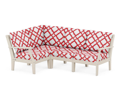 POLYWOOD® Braxton Modular 4-Piece Deep Seating Set in Sand / Trellis Crimson
