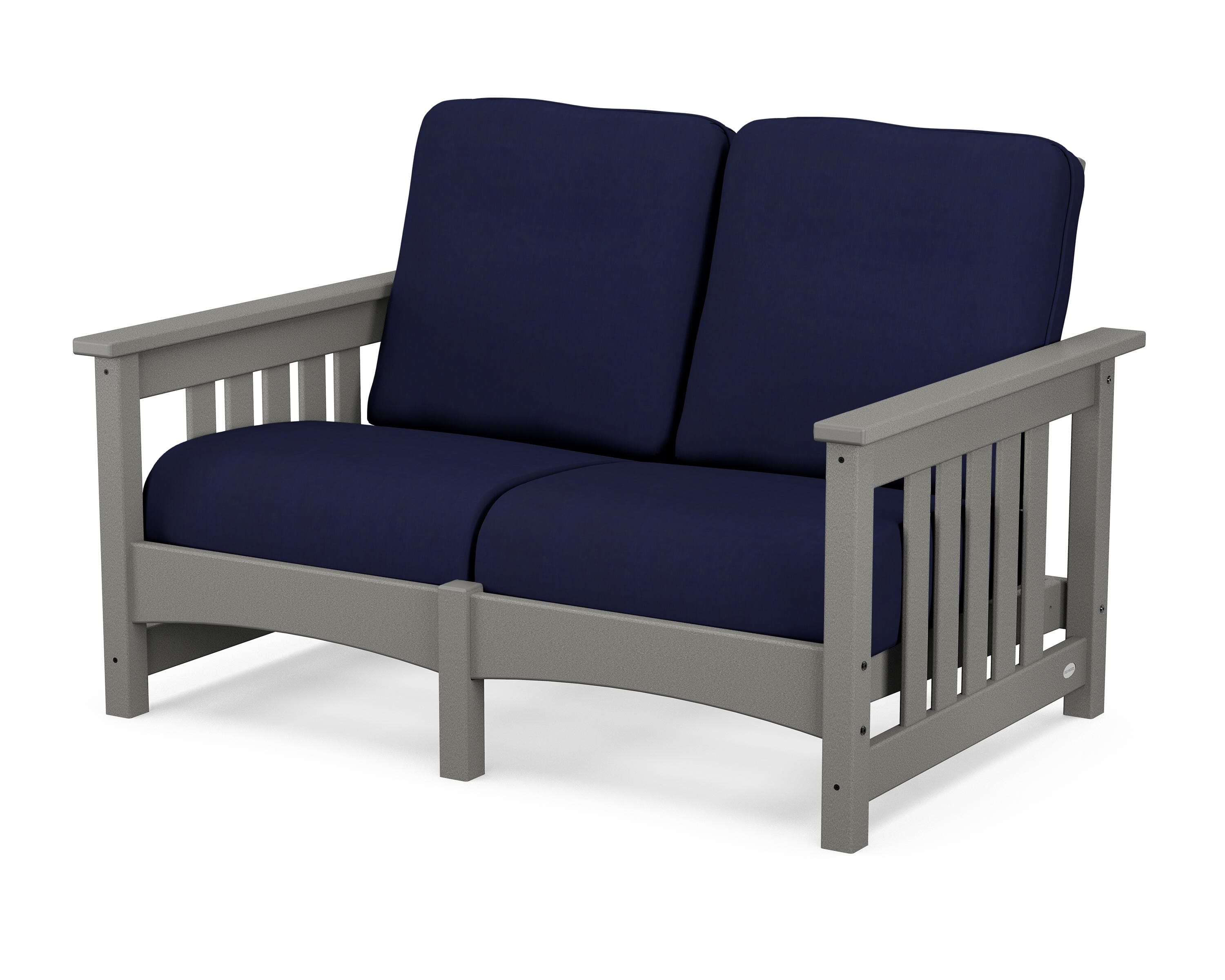 POLYWOOD® Club Mission Loveseat in Slate Grey / Navy