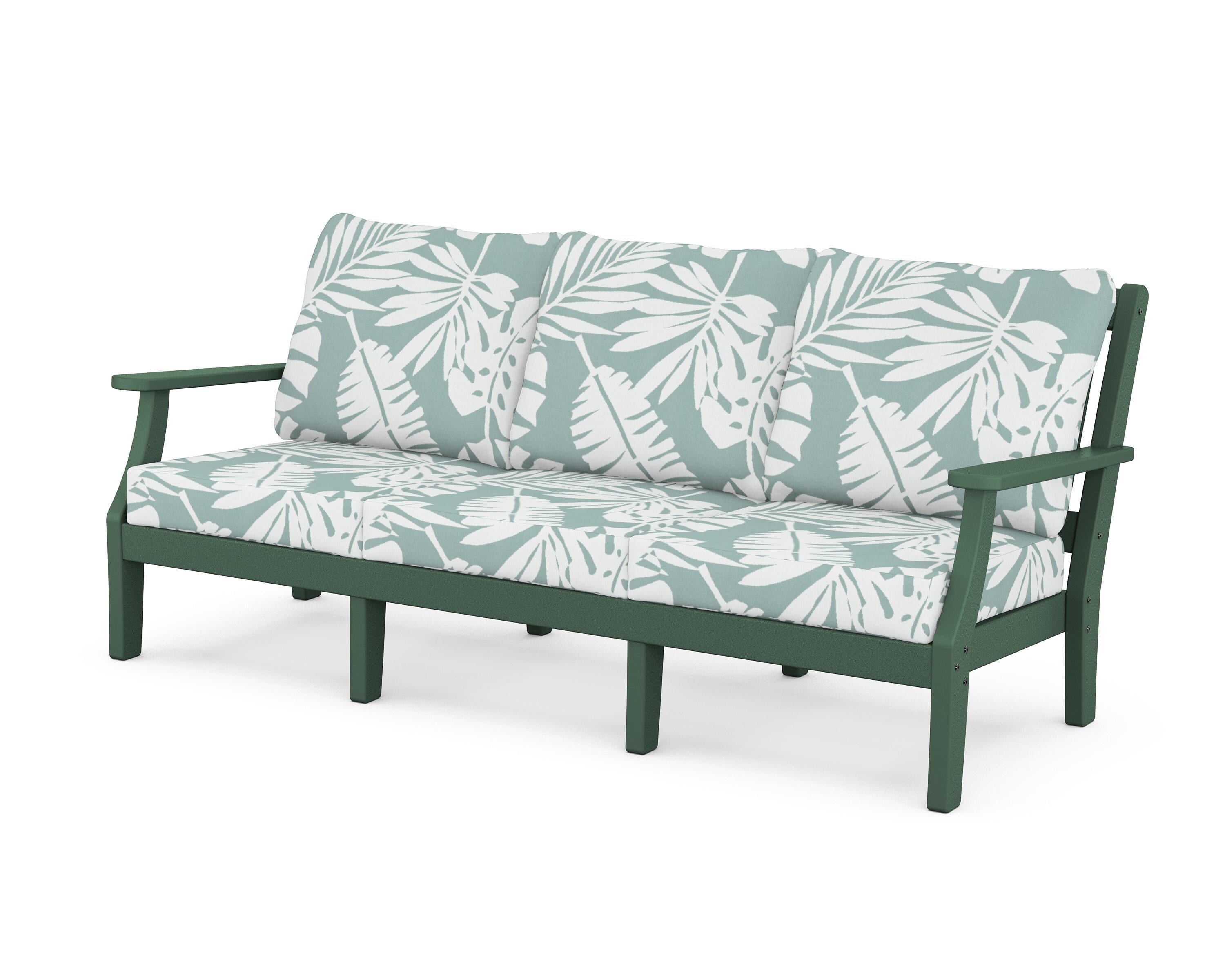 Martha Stewart by POLYWOOD® Chinoiserie Deep Seating Sofa in Green / Leaf Glacier Spa