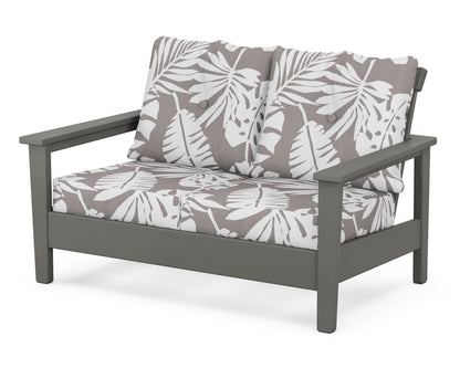 POLYWOOD® Prescott Deep Seating Loveseat in Slate Grey / Leaf Grey Mist