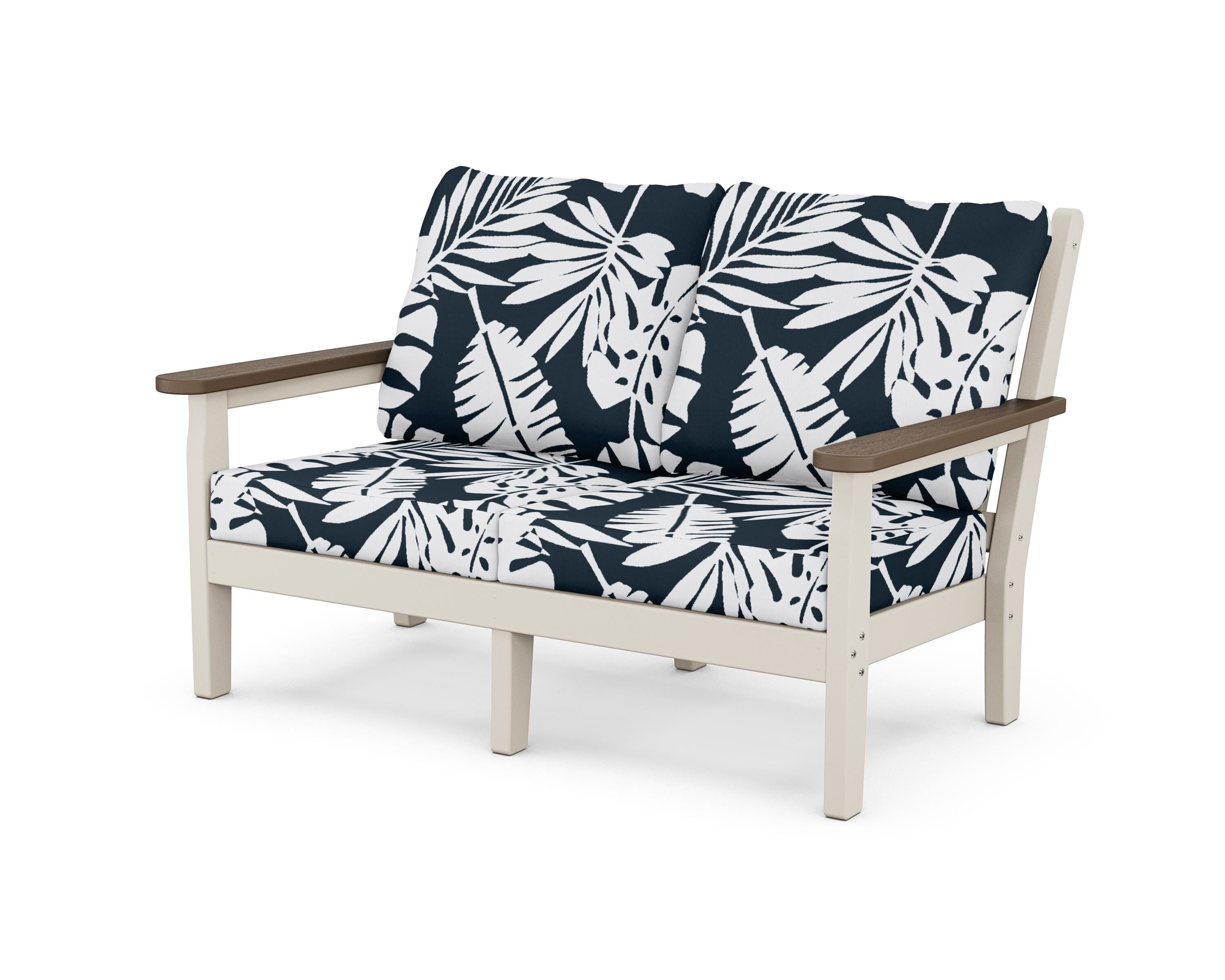 POLYWOOD® Chippendale Deep Seating Loveseat in Sand / Kona / Leaf Marine Indigo